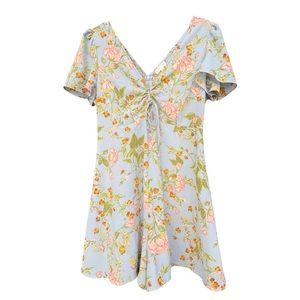 Leith Anthropologie Light Blue Floral Romper Size Medium